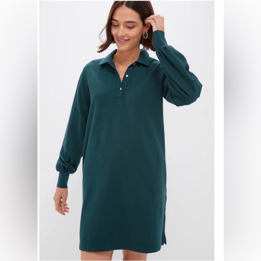 Tuckernuck June Bug Pique Polo long sleeve mini cotton Dress puff sleeves NWT XL